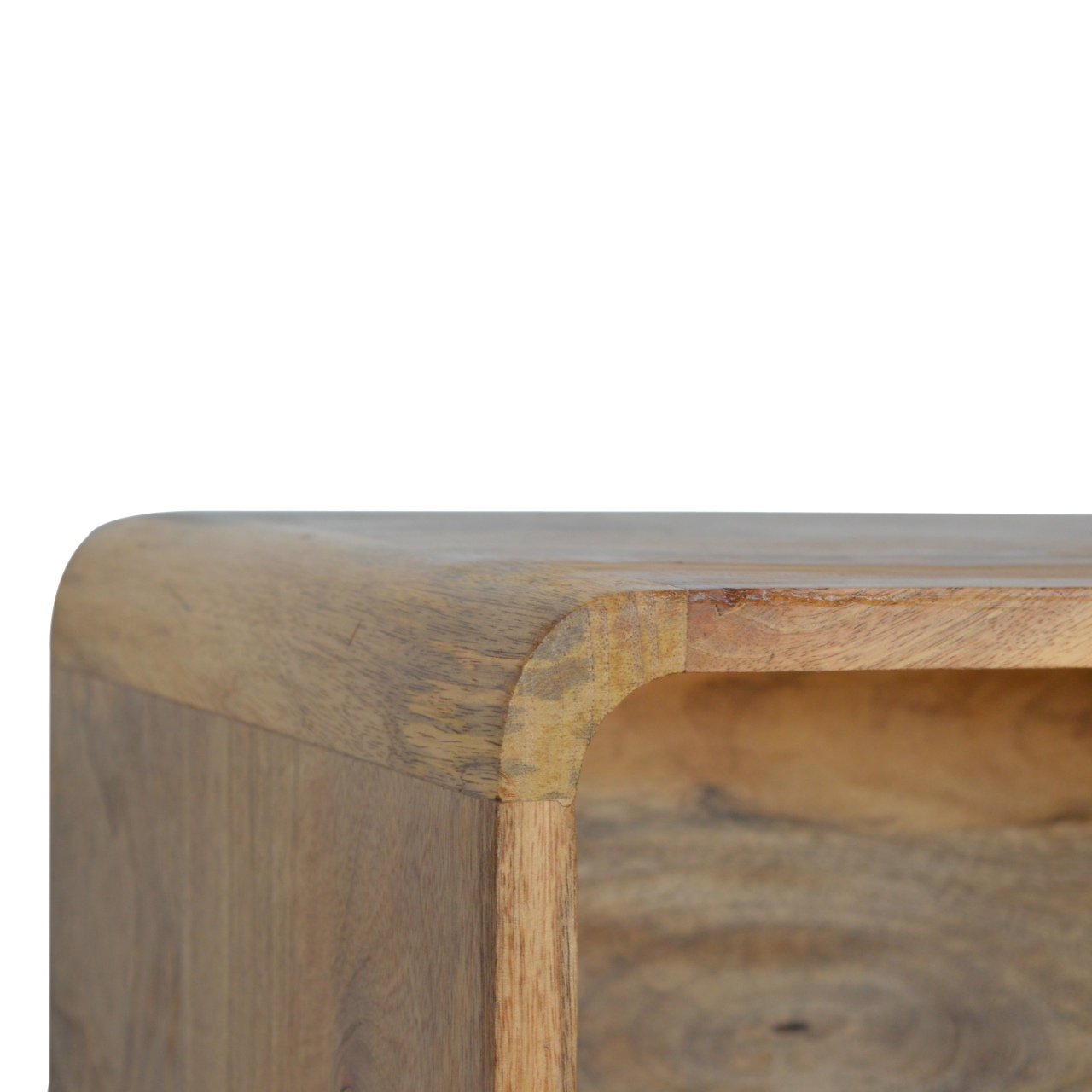 Solid Mango Wood Oak Finished Wall Mounted Open Bedside - Image 8