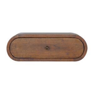 Solid Mango Wood Wall Mounted Round Chestnut Bedside