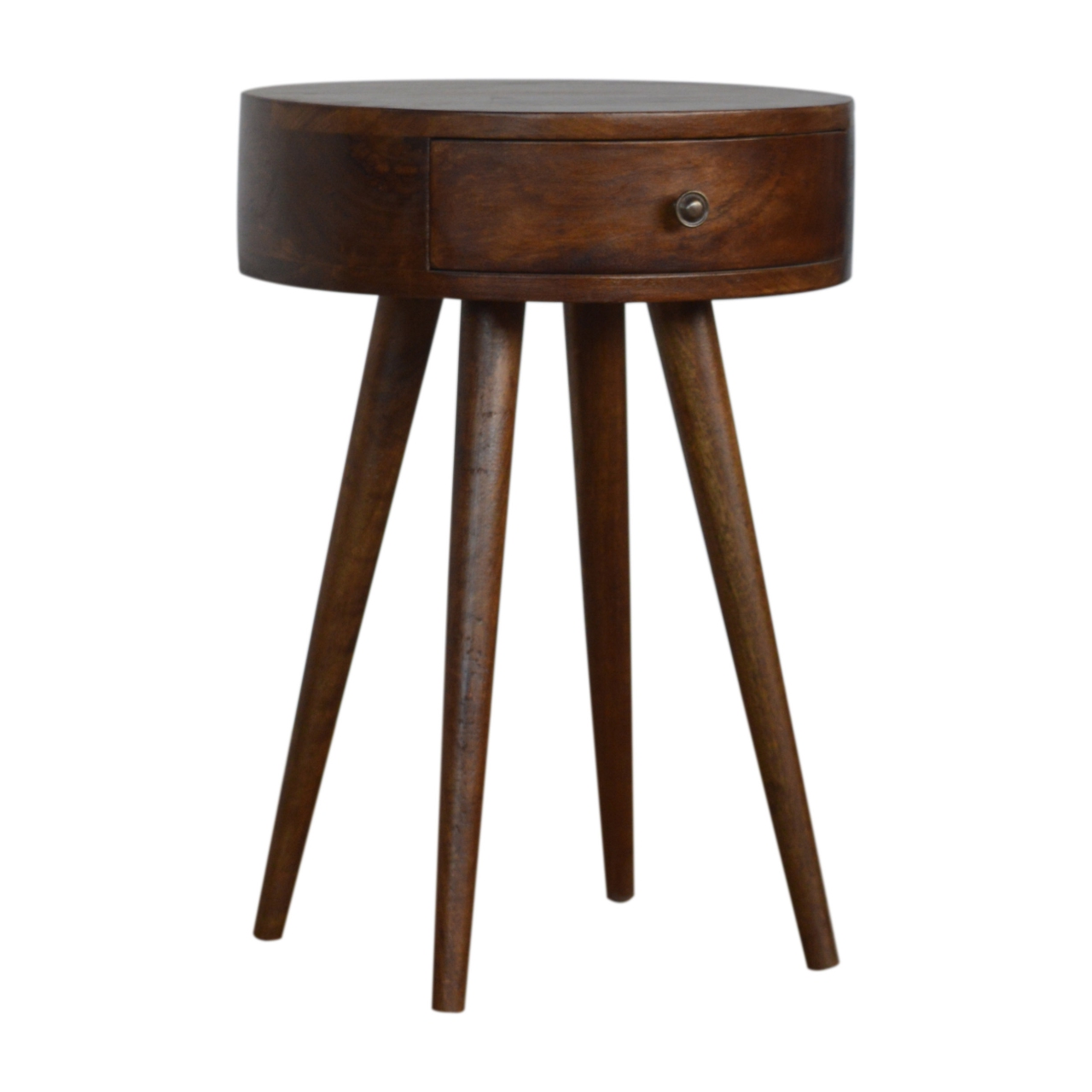 Solid Mango Wood Nordic Chestnut Circular Bedside - Image 2