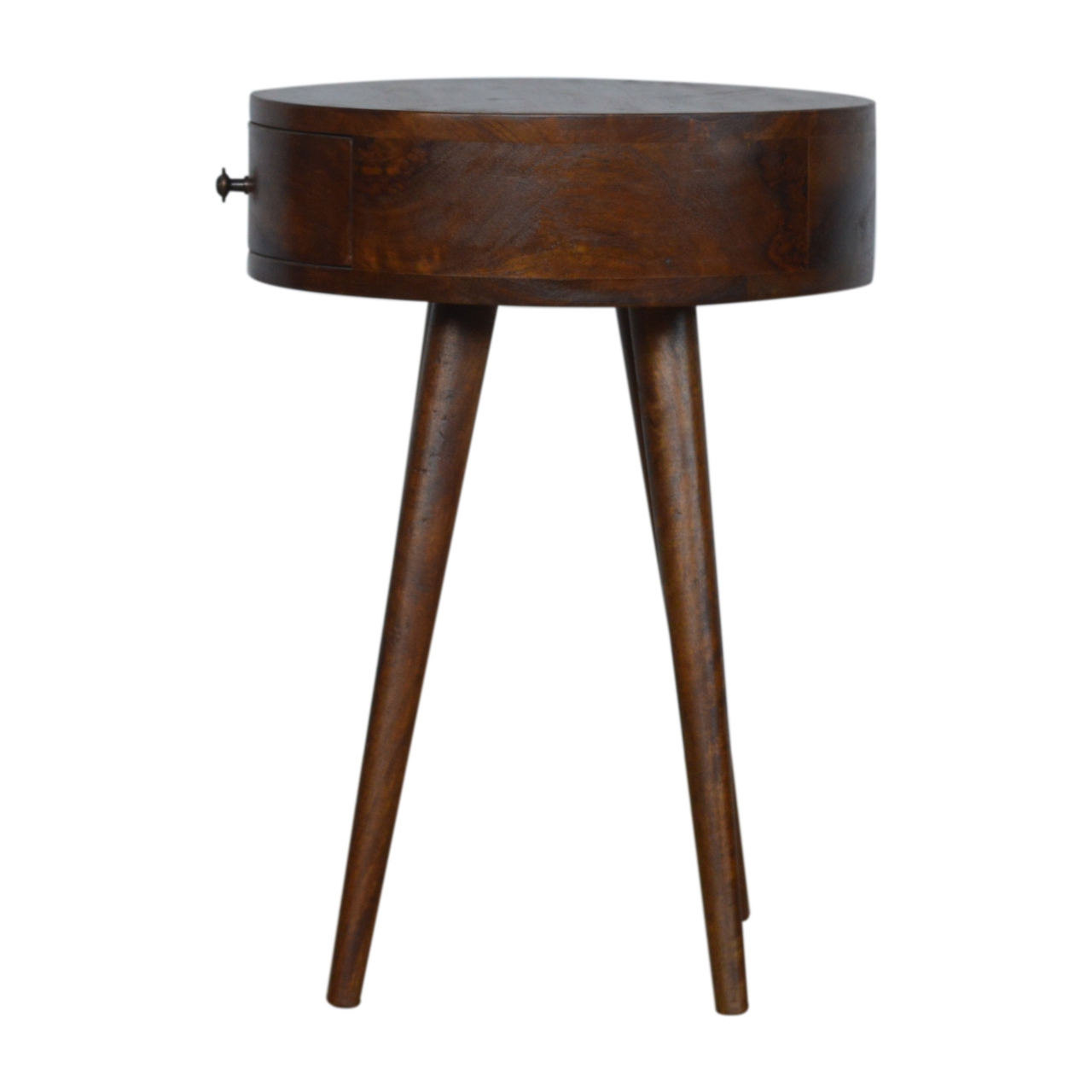 Solid Mango Wood Nordic Chestnut Circular Bedside - Image 7