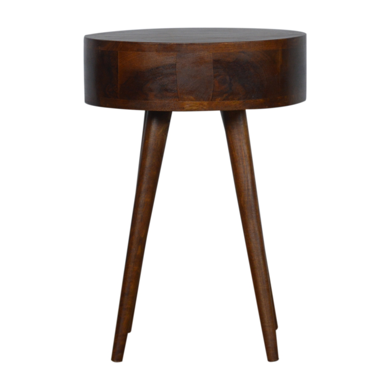 Solid Mango Wood Nordic Chestnut Circular Bedside - Image 8