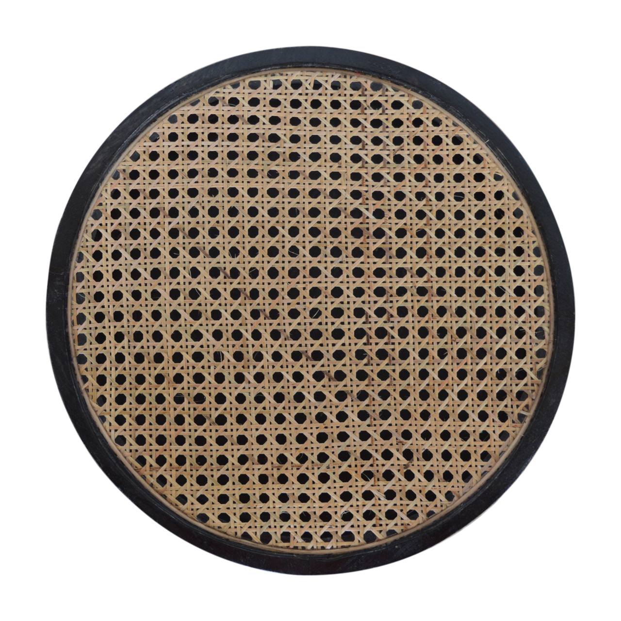 Solid Mango Wood Carbon Ash Black Finish Rattan End Table - Image 5