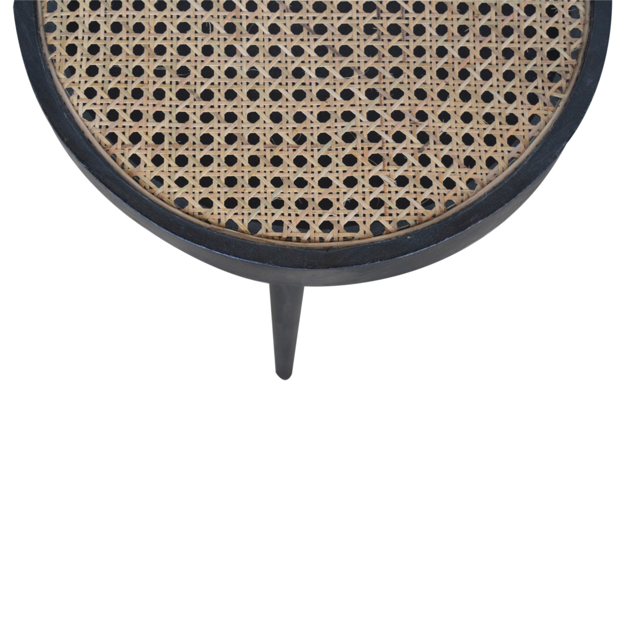 Solid Mango Wood Carbon Ash Black Finish Rattan End Table - Image 7
