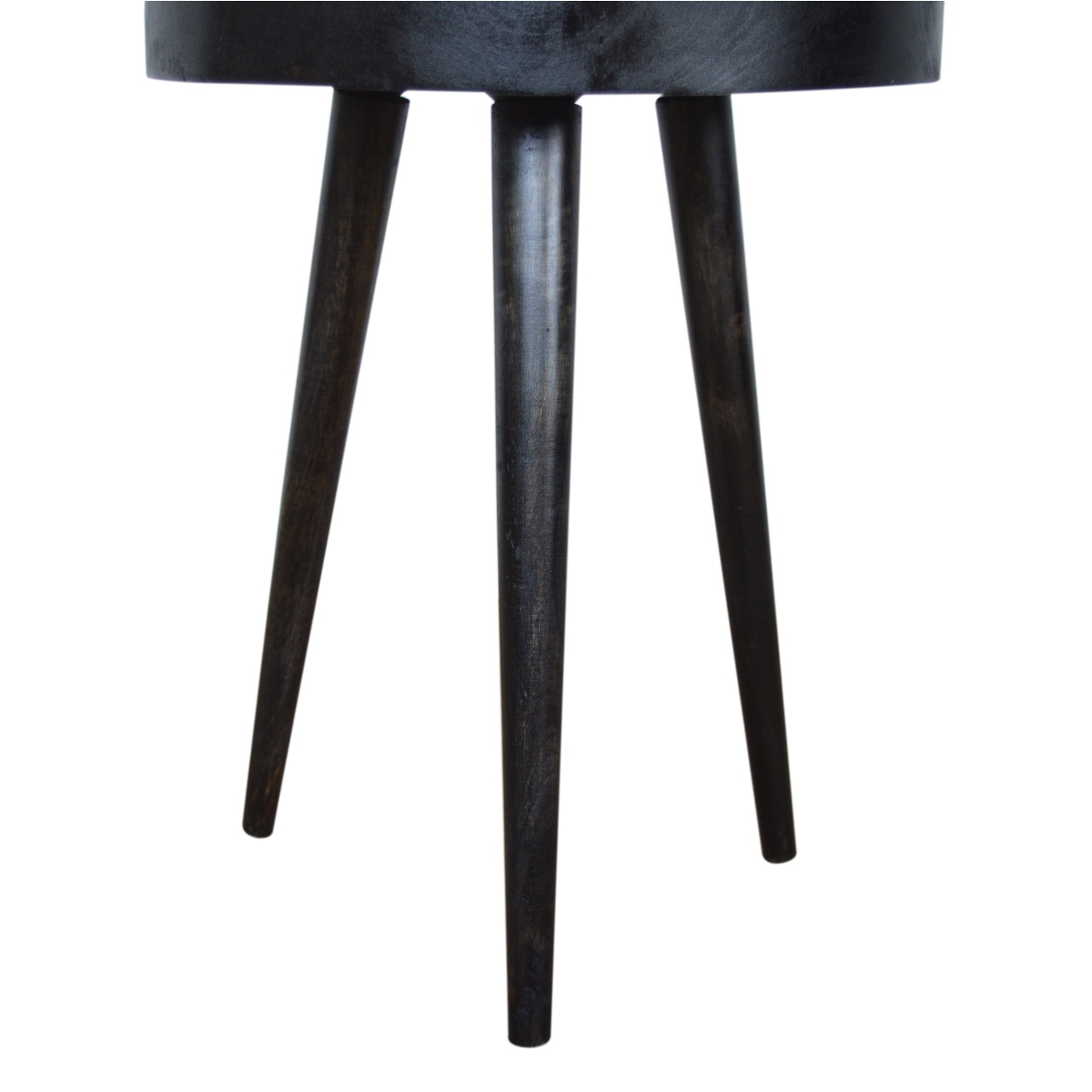 Solid Mango Wood Carbon Ash Black Finish Rattan End Table - Image 8