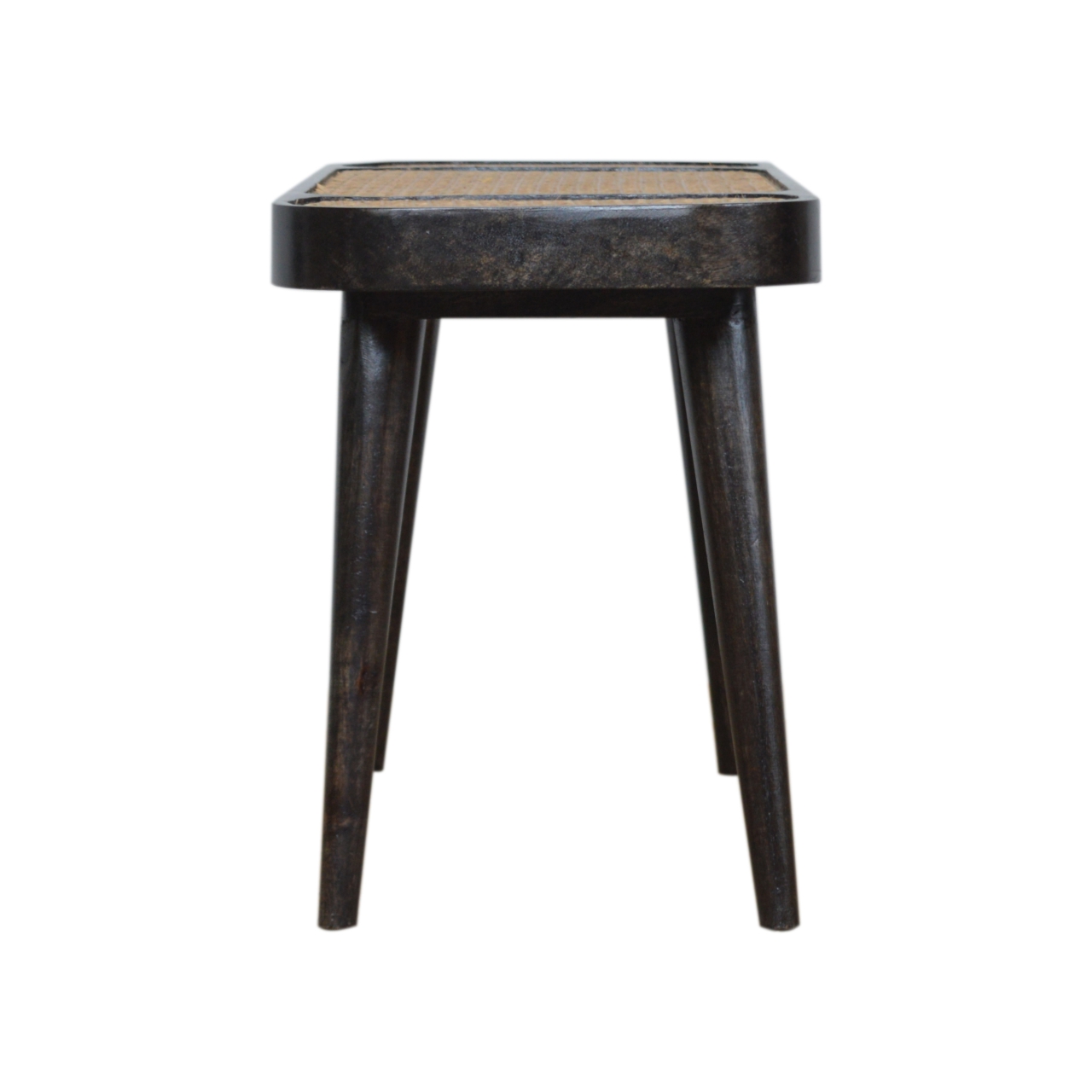 Solid Mango Wood Larissa Carbon Black Rattan Woven Top Bench - Image 8