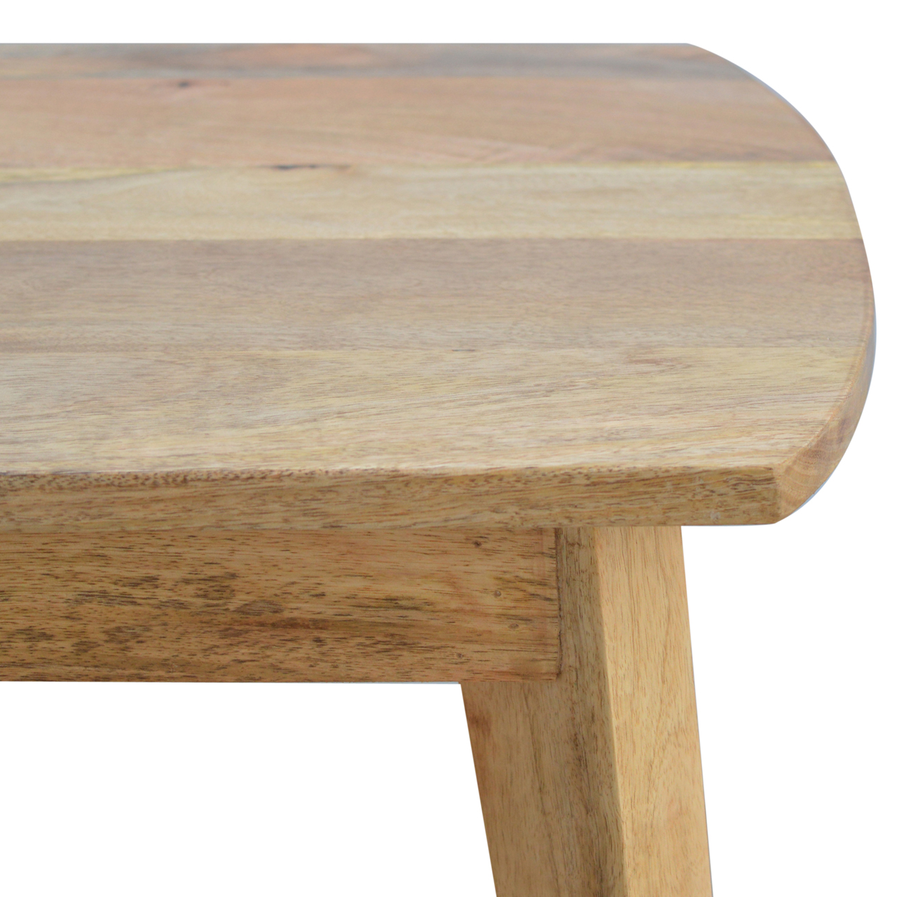 Solid Mango Wood Oak Finished Coffee Table with Undershelf - Image 5