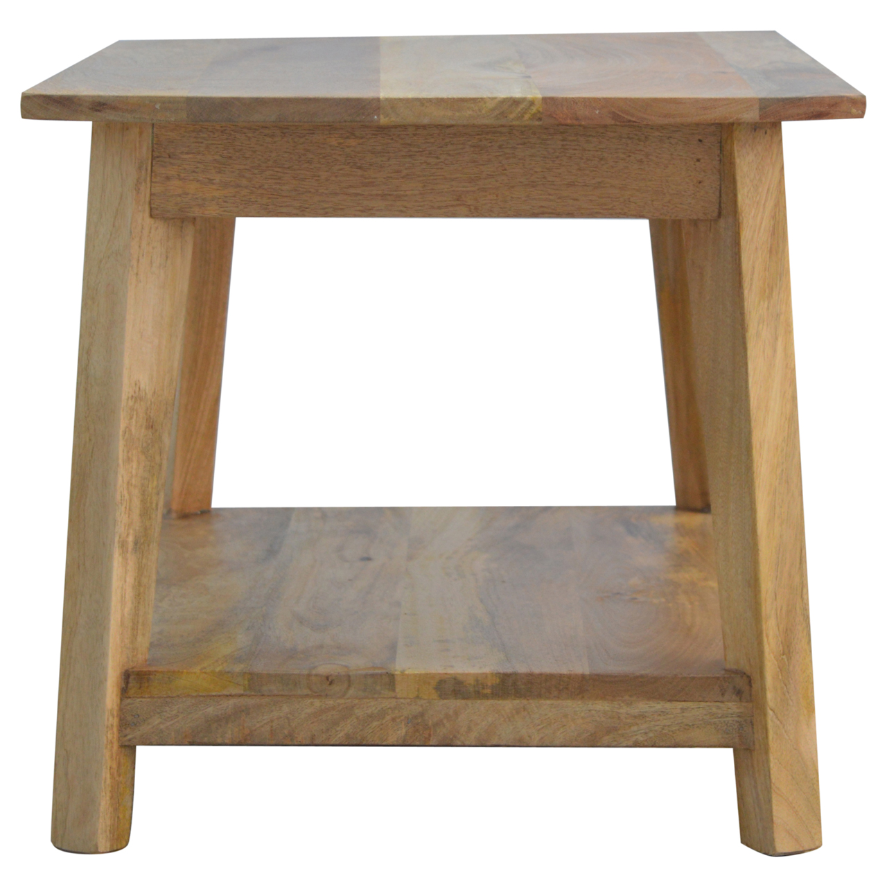 Solid Mango Wood Oak Finished Coffee Table with Undershelf - Image 8