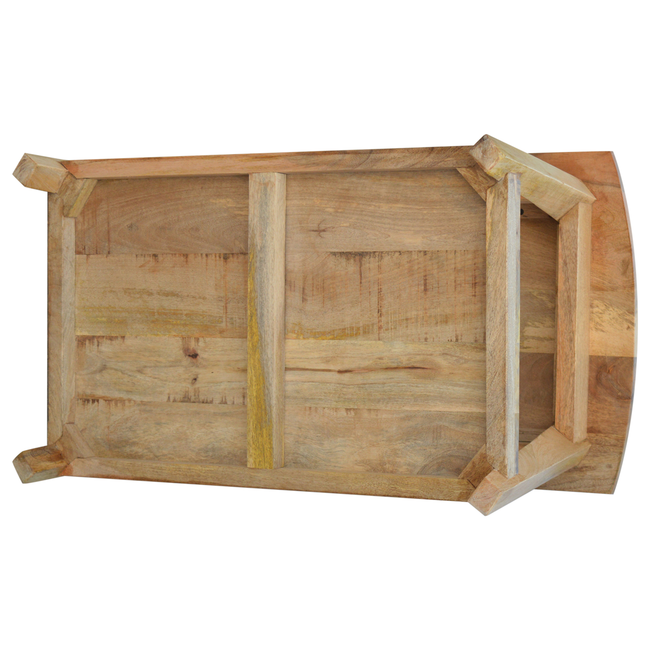 Solid Mango Wood Oak Finished Coffee Table with Undershelf - Image 6
