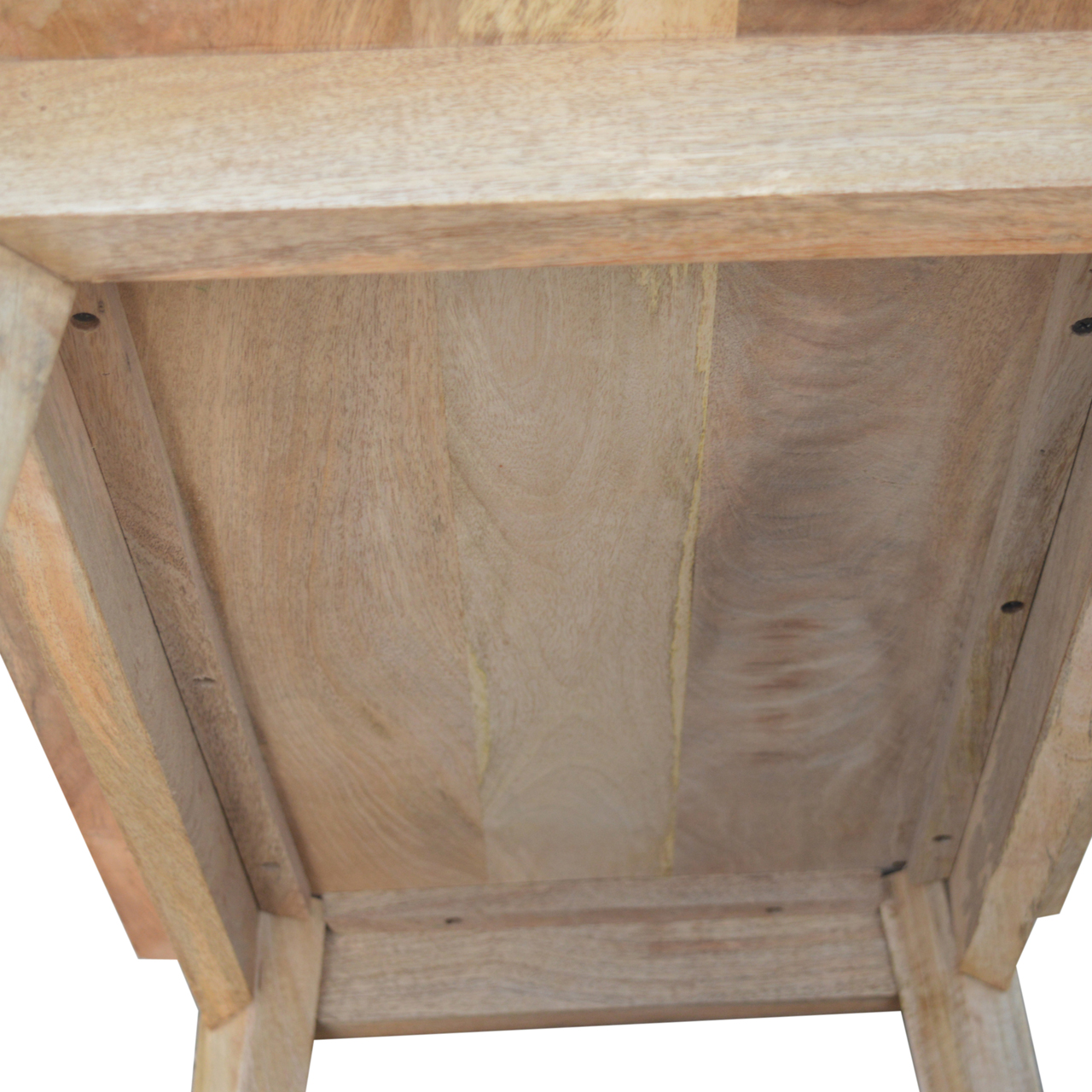 Solid Mango Wood Oak Finished Coffee Table with Undershelf - Image 9