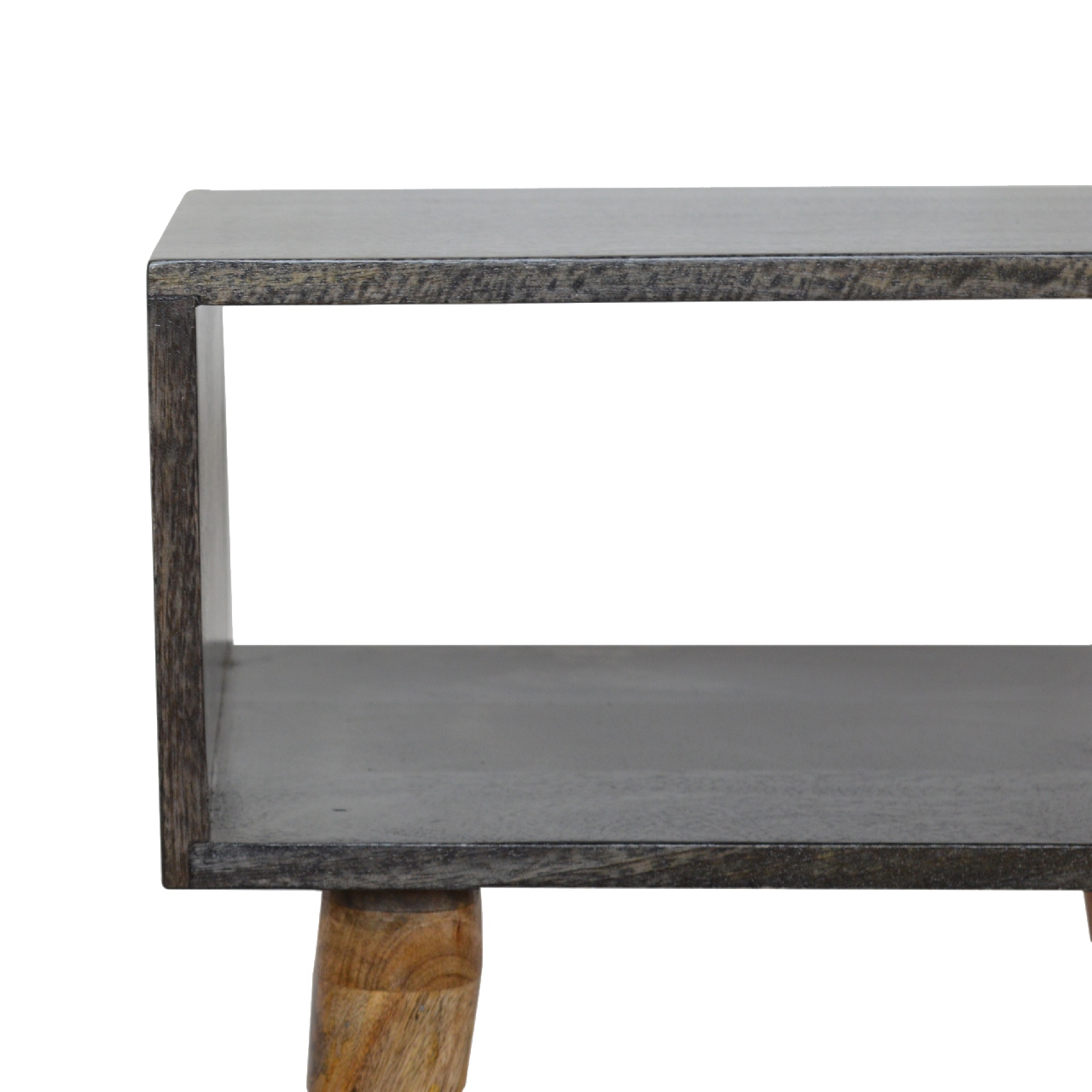 Solid Mango Wood Carbon Black Finished Open Bedside - Image 7