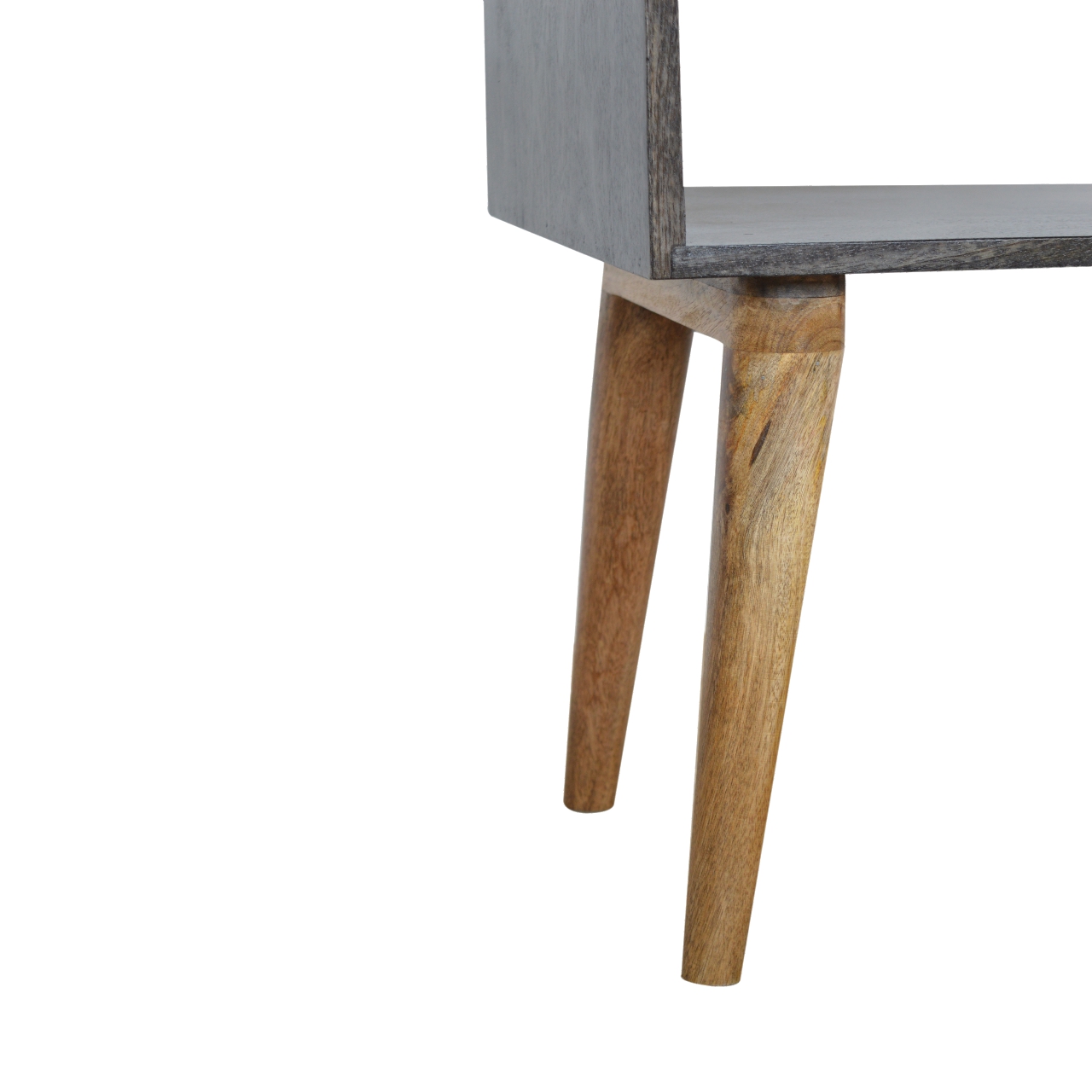 Solid Mango Wood Carbon Black Finished Open Bedside - Image 8