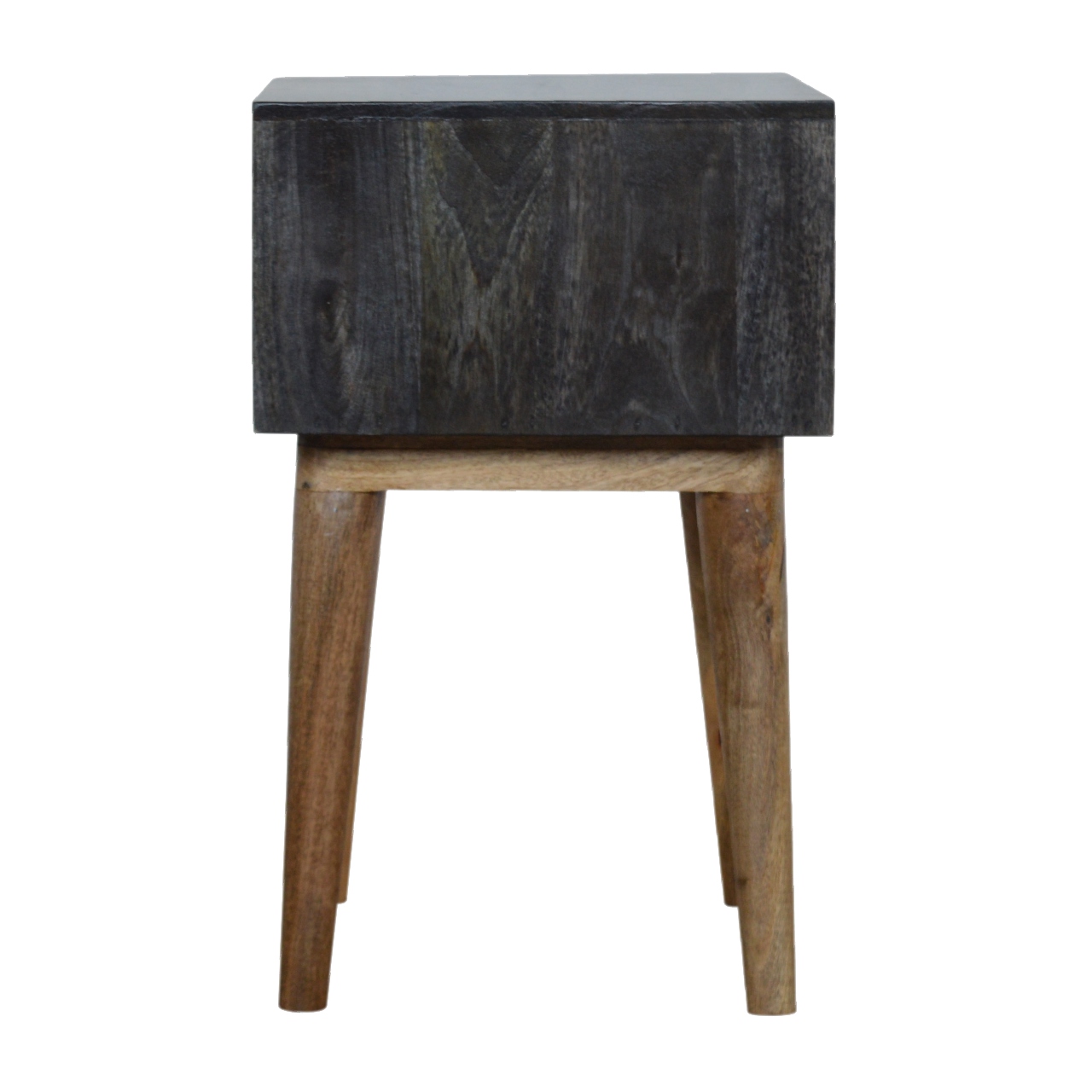 Solid Mango Wood Carbon Black Finished Open Bedside - Image 9