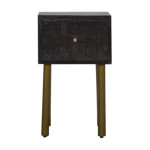 Solid Mango Wood Washed Black Finished 1 Drawer Doha Bedside