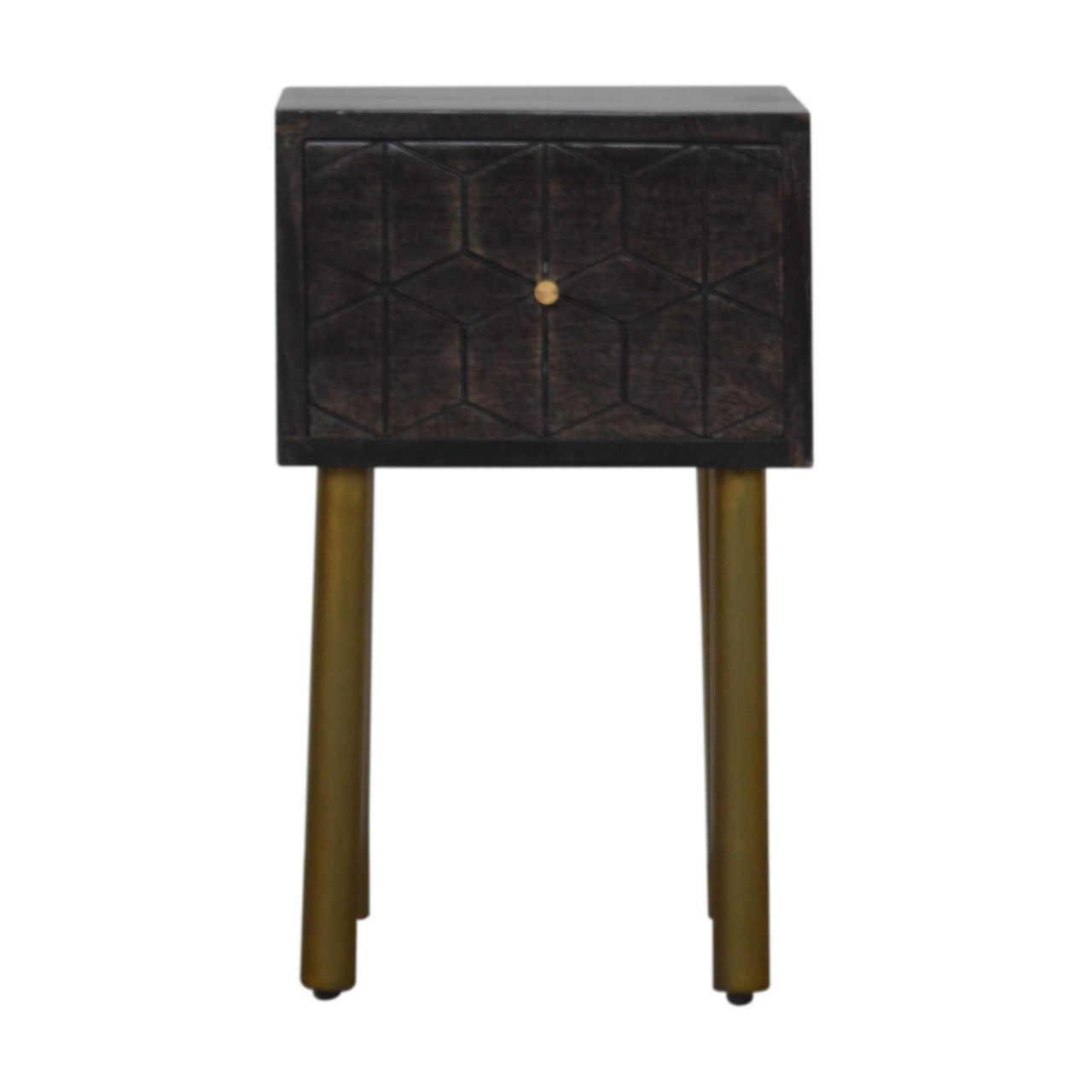 Solid Mango Wood Washed Black Finished 1 Drawer Doha Bedside