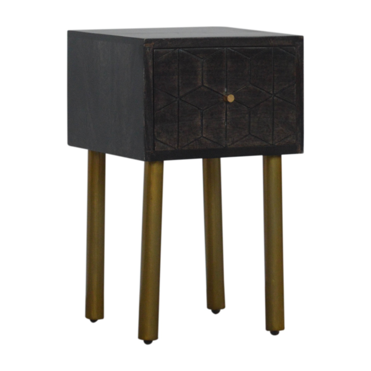 Solid Mango Wood Washed Black Finished 1 Drawer Doha Bedside - Image 3