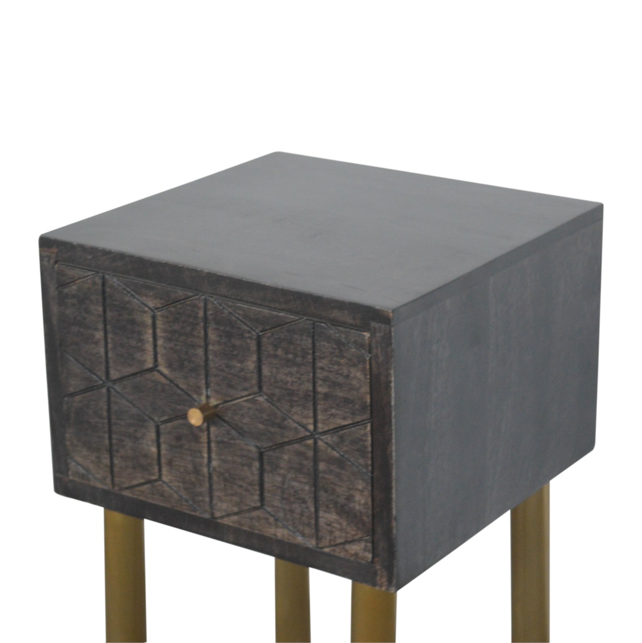 Solid Mango Wood Washed Black Finished 1 Drawer Doha Bedside - Image 6