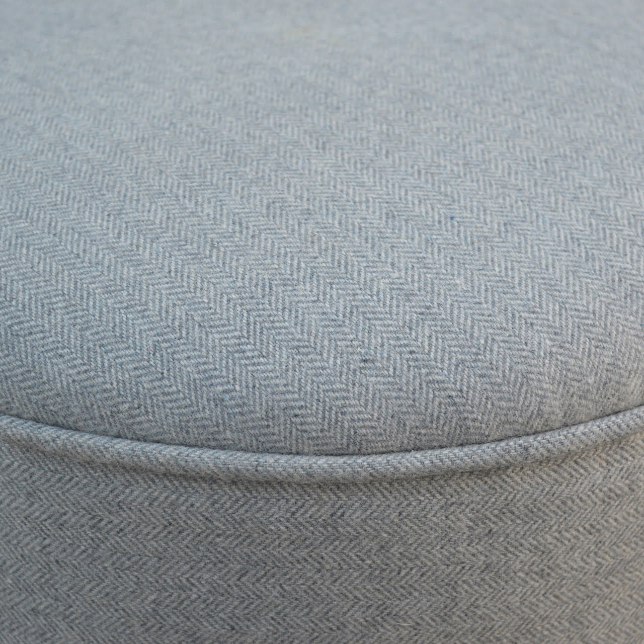Solid Mango Wood Scandinavian Style Grey Tweed Round Footstool - Image 3