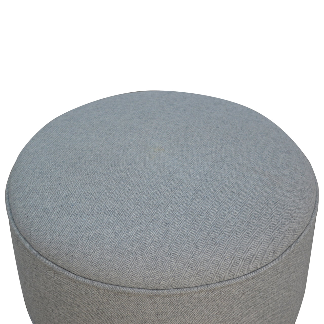 Solid Mango Wood Scandinavian Style Grey Tweed Round Footstool - Image 4