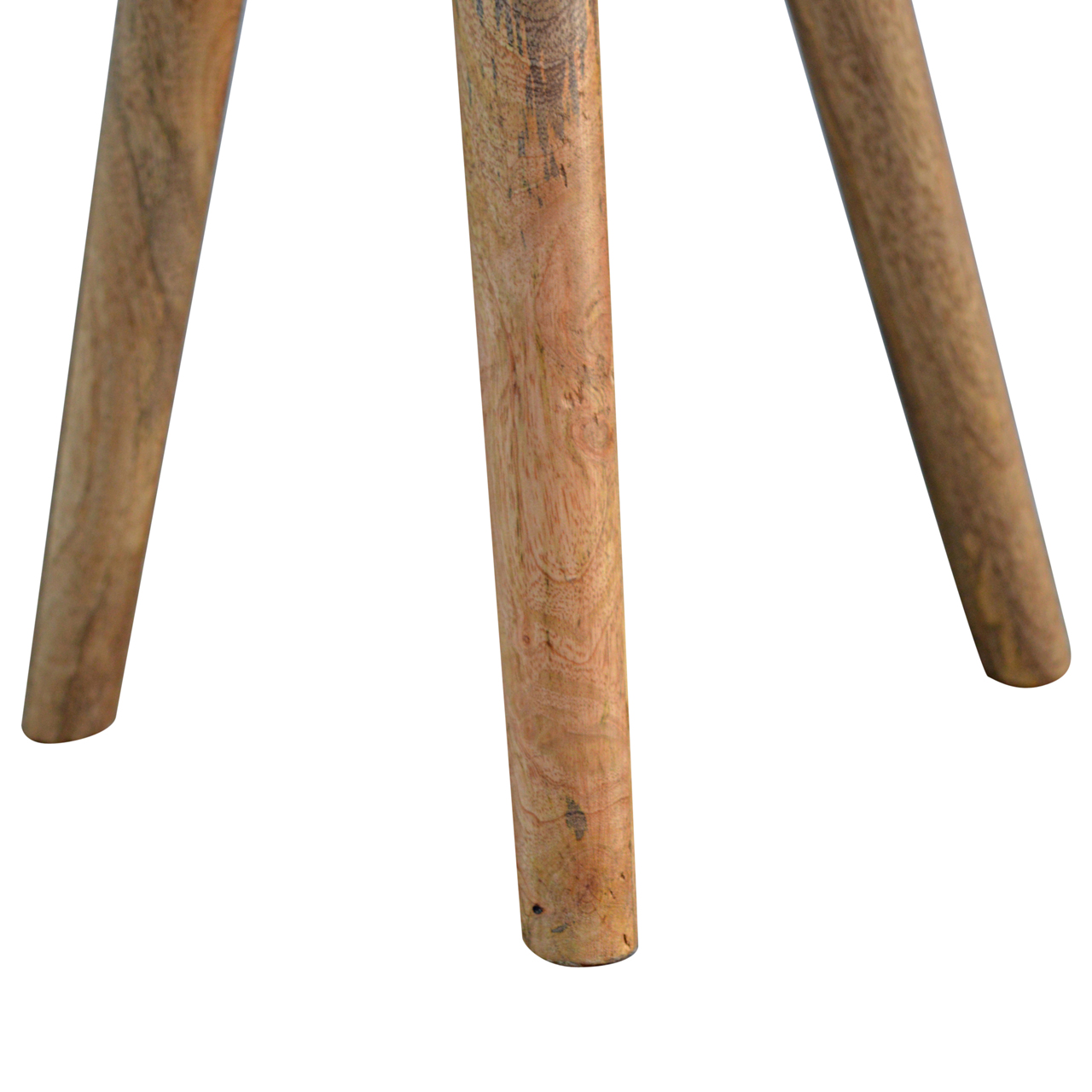 Solid Mango Wood Oak Finished Triangular Accent Tripod Stool - Image 2