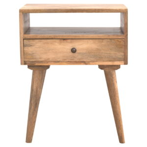 Solid Mango Wood Modern Bedside with Open Slot