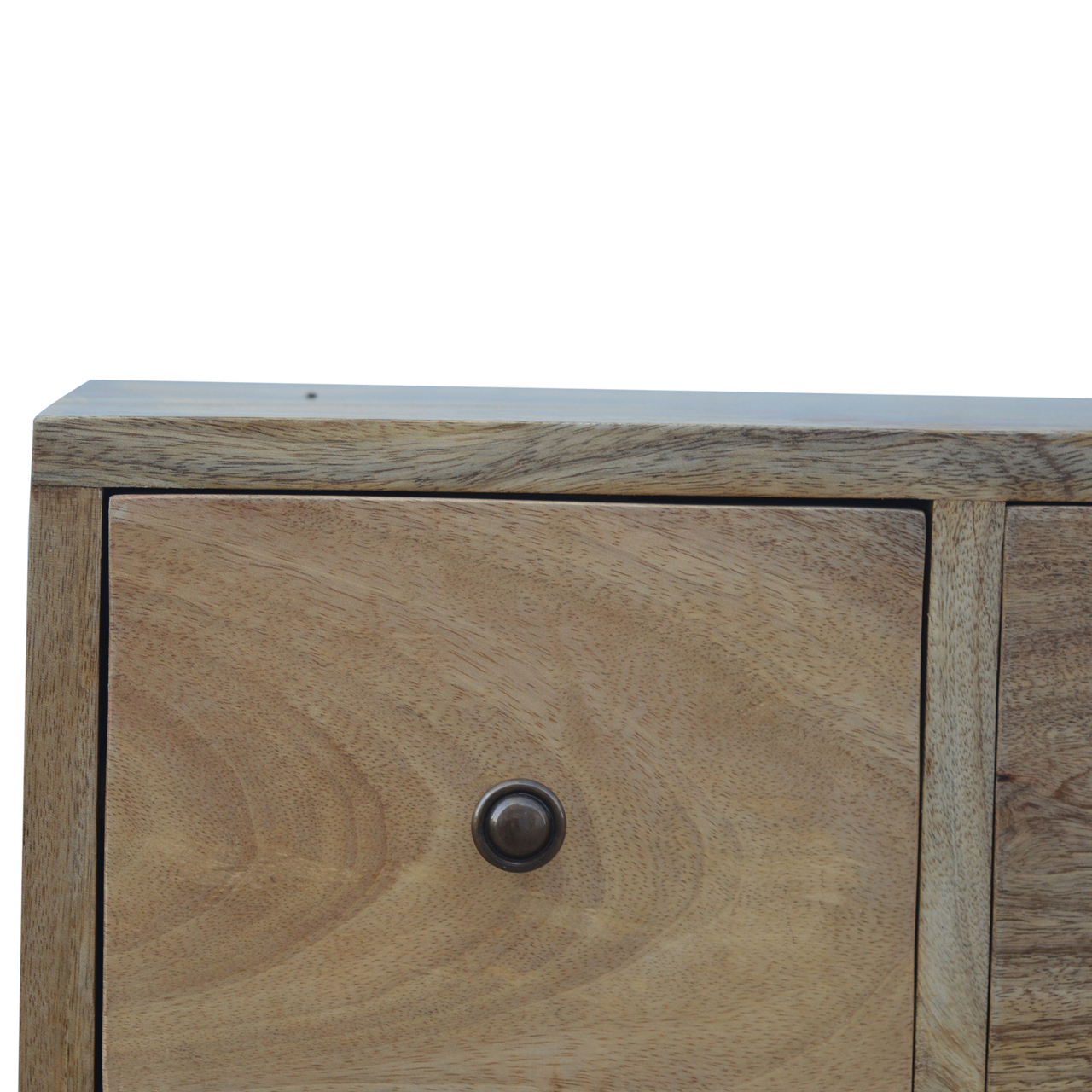 Solid Mango Wood Solid Mango Wood Oak Finished 7 Drawer 2 Door Cabinet - Image 5