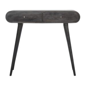 Solid Mango Wood Ash Black Finished 2 Drawer Rounded Console Table