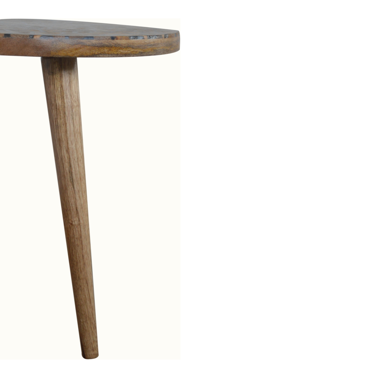 Solid Mango Wood Oak Finished Tree Trunk Pattern Set of 2 Foot Stools - Image 7