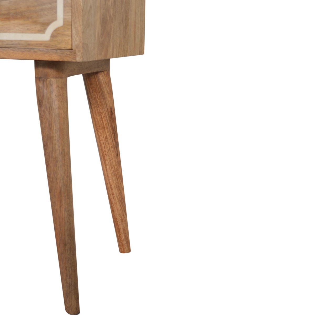 Solid Mango Wood Oak Finished 1 Drawer Nepal Inset Bedside - Image 6
