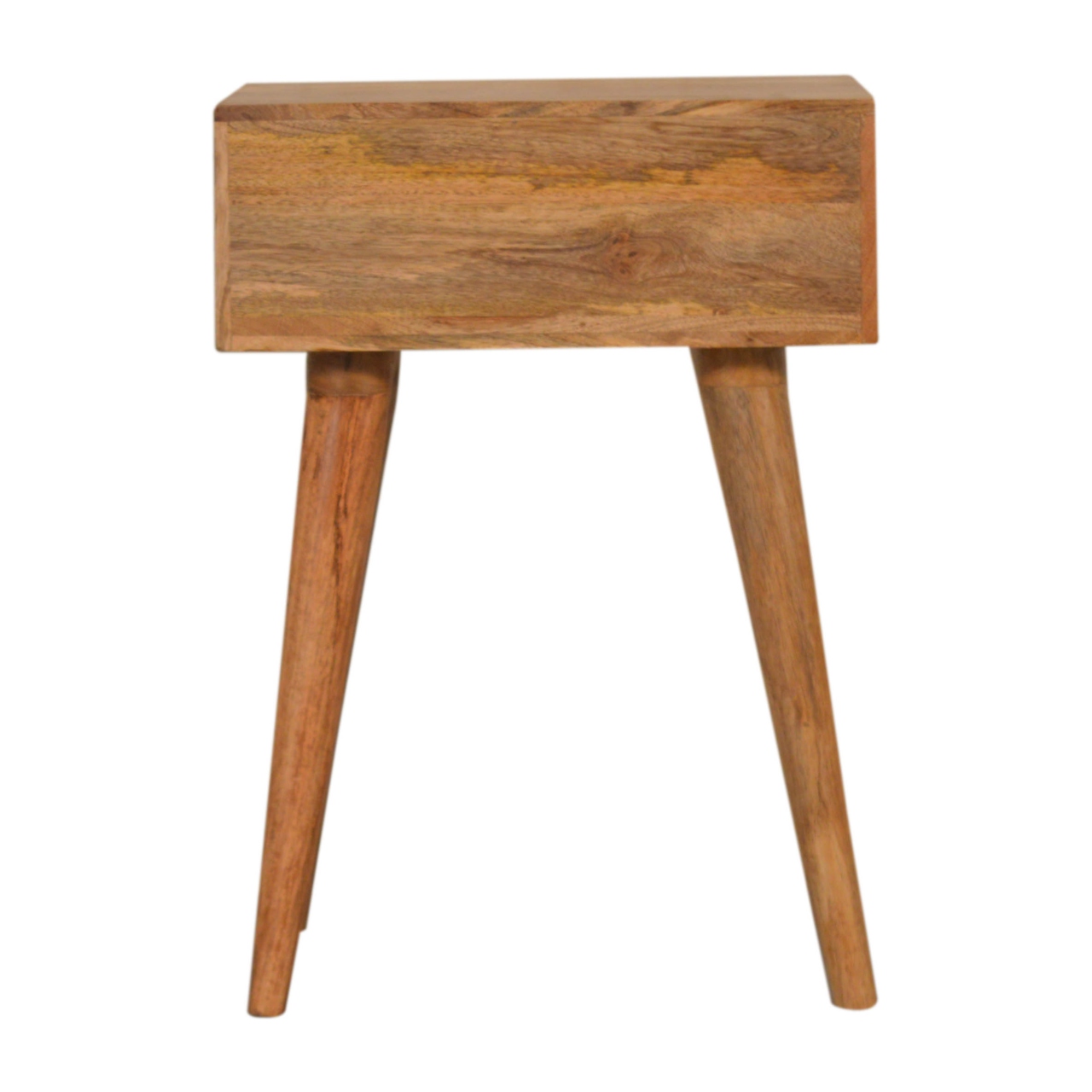 Solid Mango Wood Oak Finished 1 Drawer Nepal Inset Bedside - Image 8