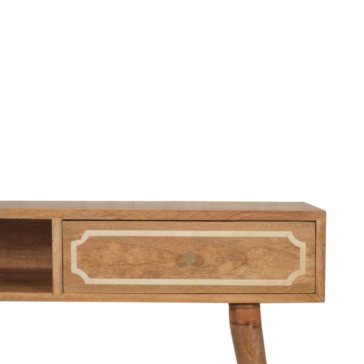 Solid Mango Wood Oak Finished 1 Drawer 1 Slot Nepal Writing Desk - Image 4