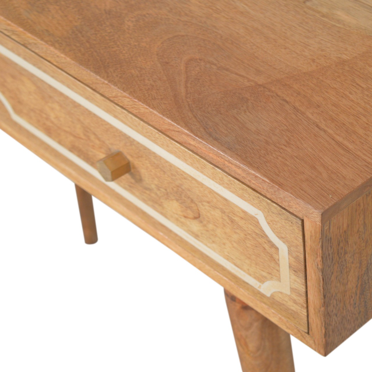 Solid Mango Wood Oak Finished 1 Drawer 1 Slot Nepal Writing Desk - Image 5