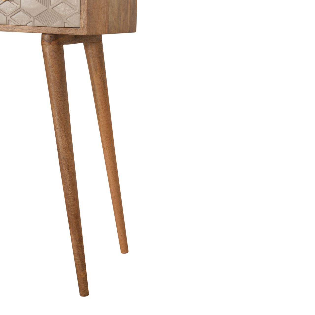 Solid Mango Wood Oak Finished 2 Drawer Champagne Hand Painted Acadia Console Table - Image 7
