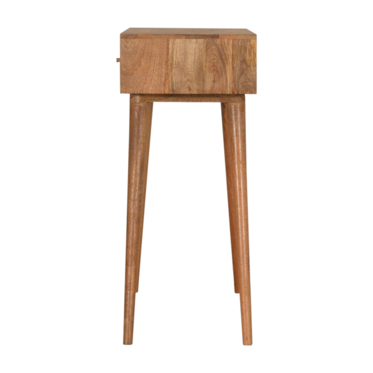 Solid Mango Wood Oak Finished 2 Drawer Champagne Hand Painted Acadia Console Table - Image 8