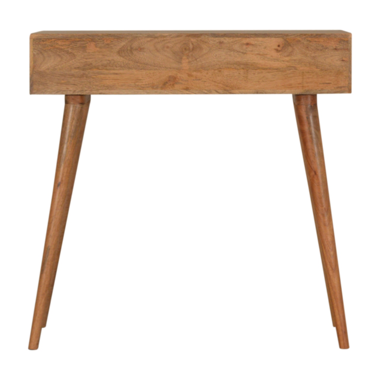 Solid Mango Wood Oak Finished 2 Drawer Champagne Hand Painted Acadia Console Table - Image 9