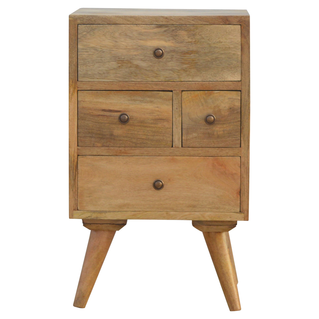 Solid Mango Wood Nordic Style 4 Drawer Multi Bedside