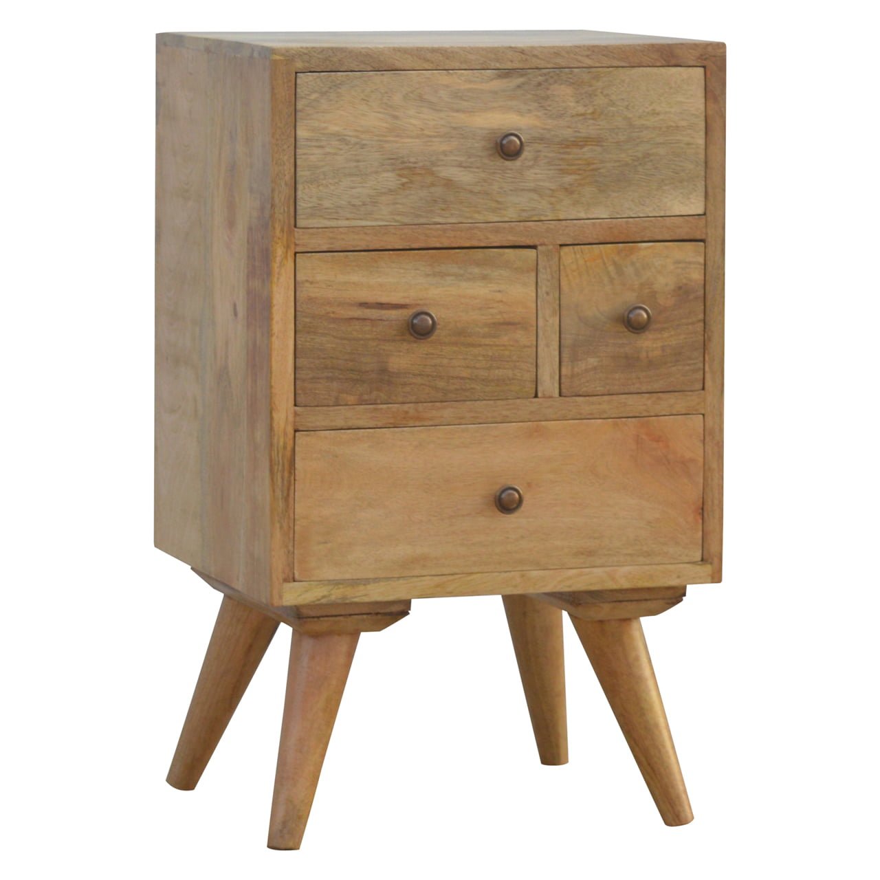 Solid Mango Wood Nordic Style 4 Drawer Multi Bedside - Image 2