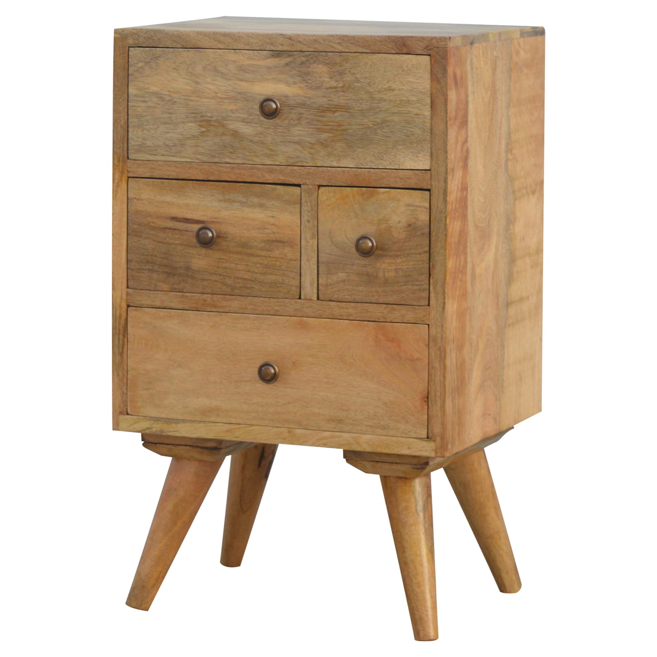 Solid Mango Wood Nordic Style 4 Drawer Multi Bedside - Image 3