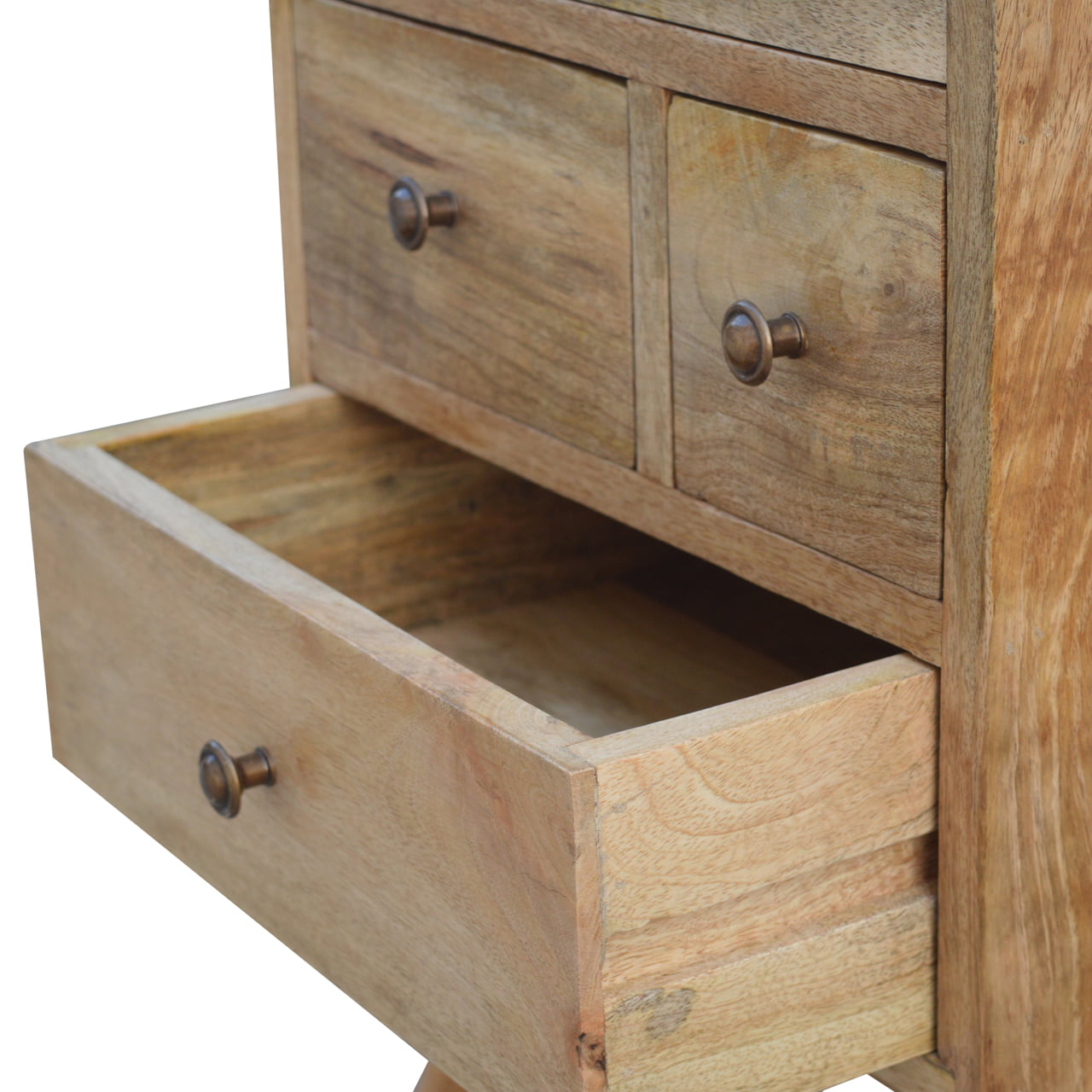 Solid Mango Wood Nordic Style 4 Drawer Multi Bedside - Image 4