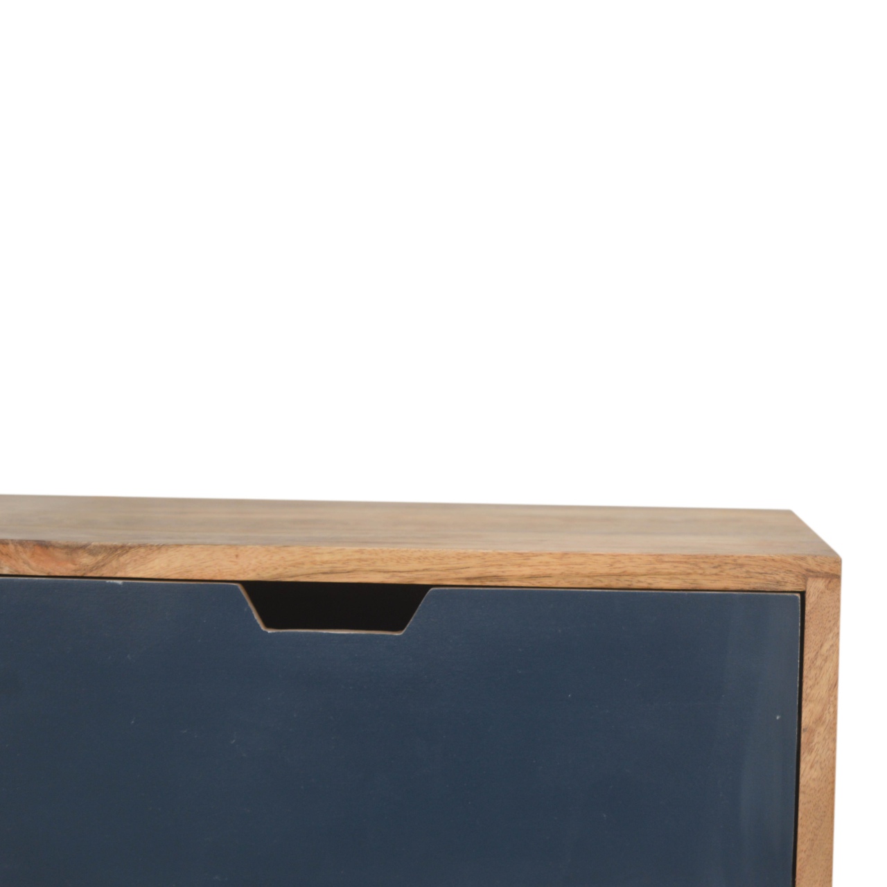 Solid Mango Wood Oak Finished Hand Painted 3 Drawer Bedside - Image 5
