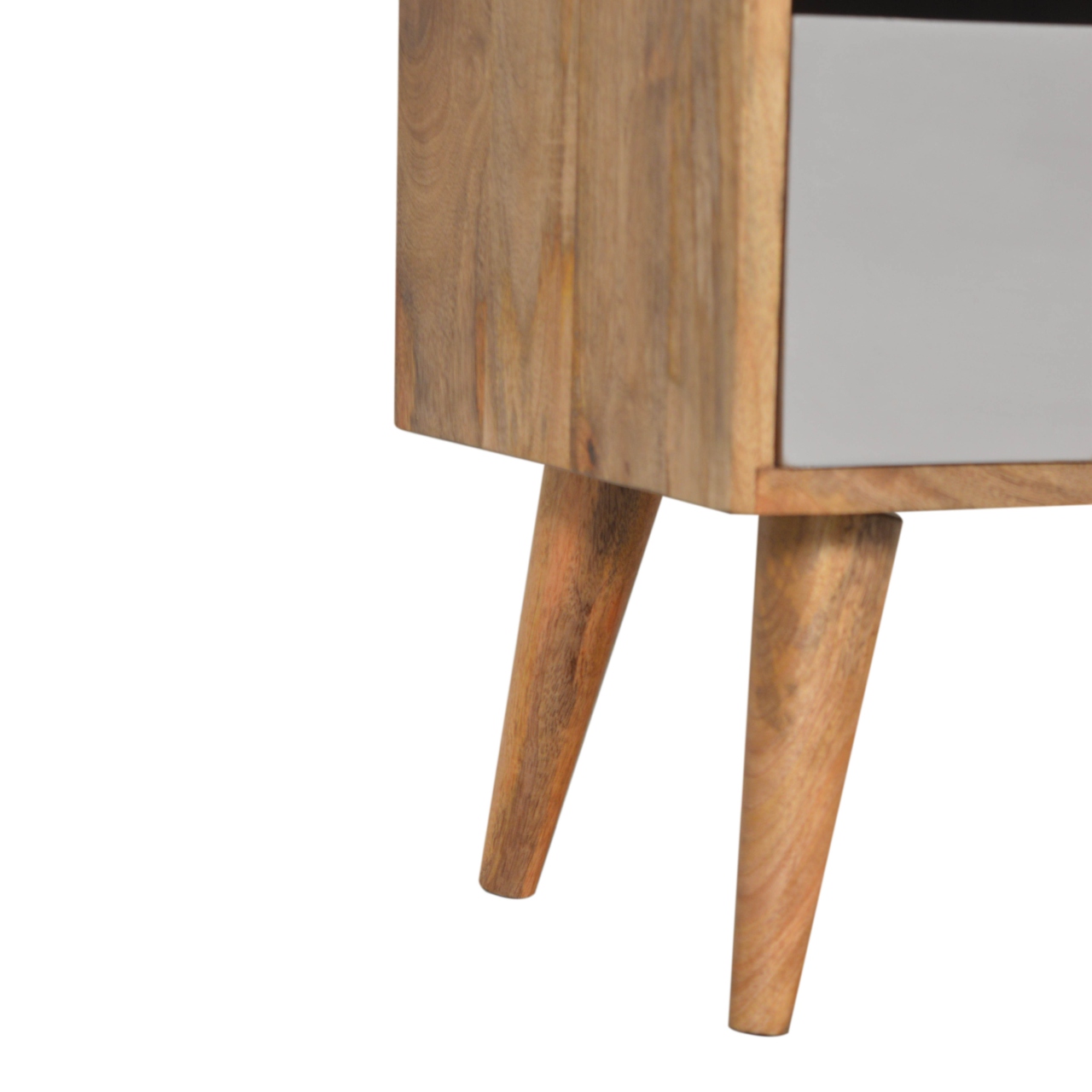Solid Mango Wood Oak Finished Hand Painted 3 Drawer Bedside - Image 8