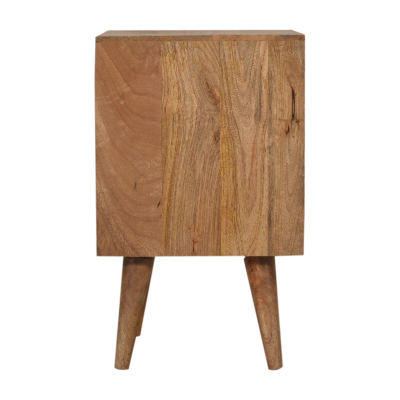 Solid Mango Wood Oak Finished Hand Painted 3 Drawer Bedside - Image 9