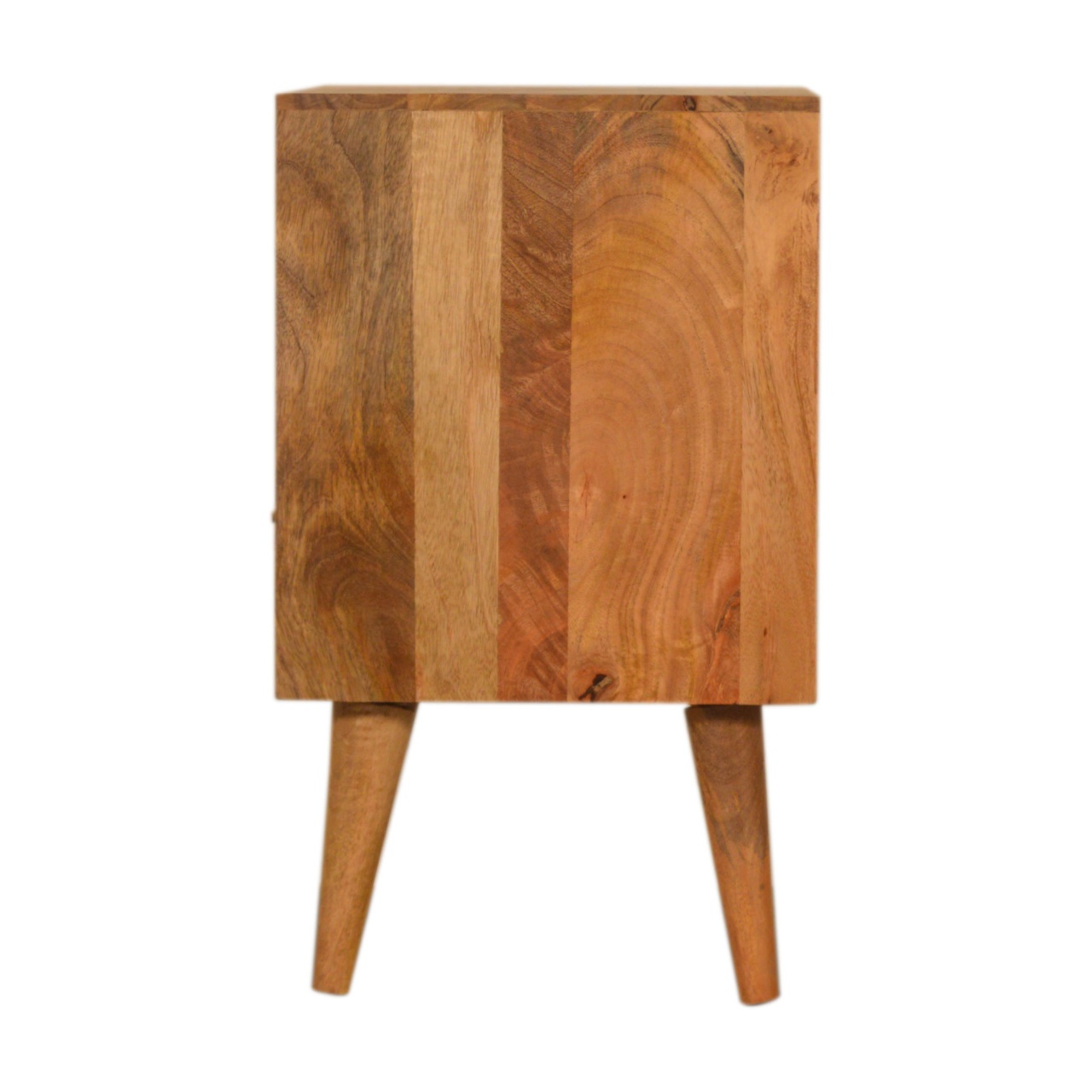 Solid Mango Wood Oak Finished 2 Drawer Black Painted Honeycomb Bedside - Image 8