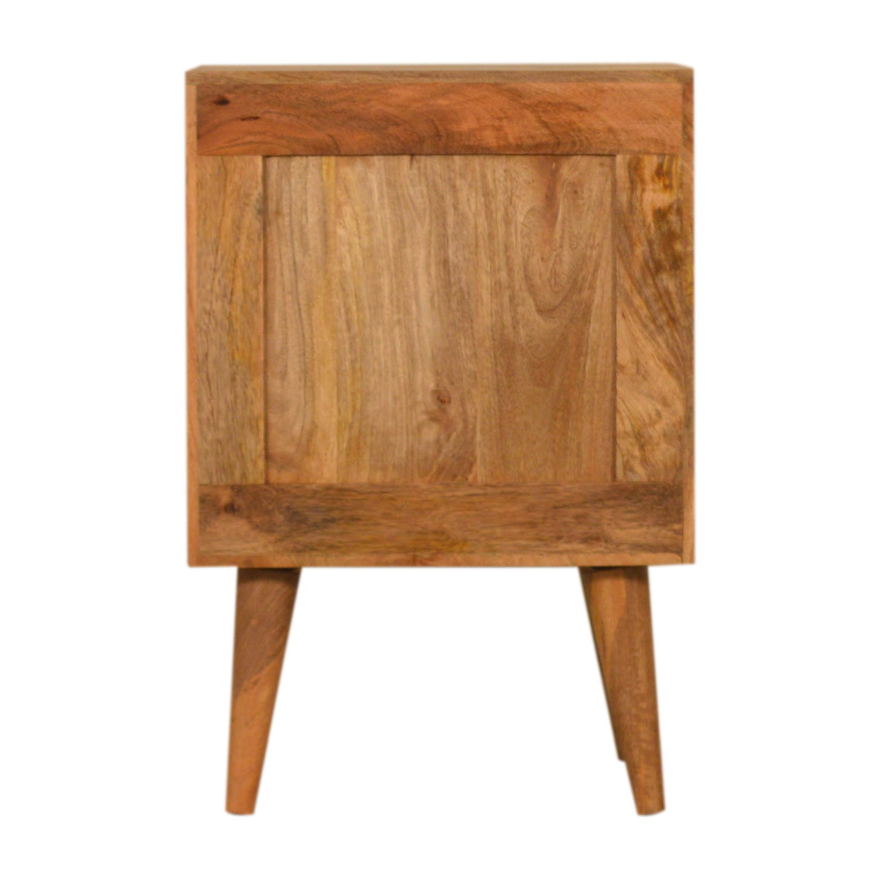 Solid Mango Wood Oak Finished 2 Drawer Black Painted Honeycomb Bedside - Image 9
