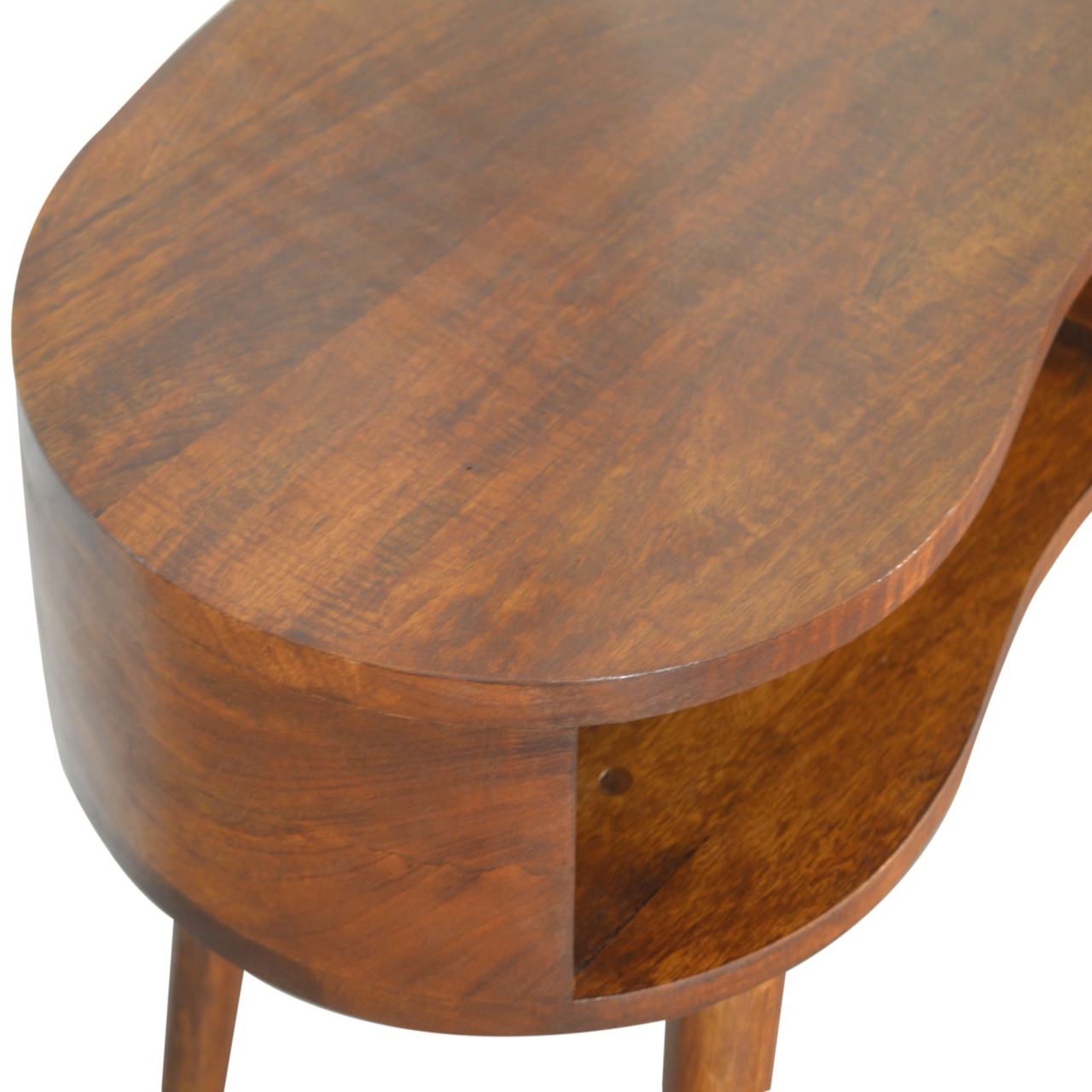 Solid Mango Wood Chestnut Finished 1 Drawer Rounded Writing Desk - Image 5