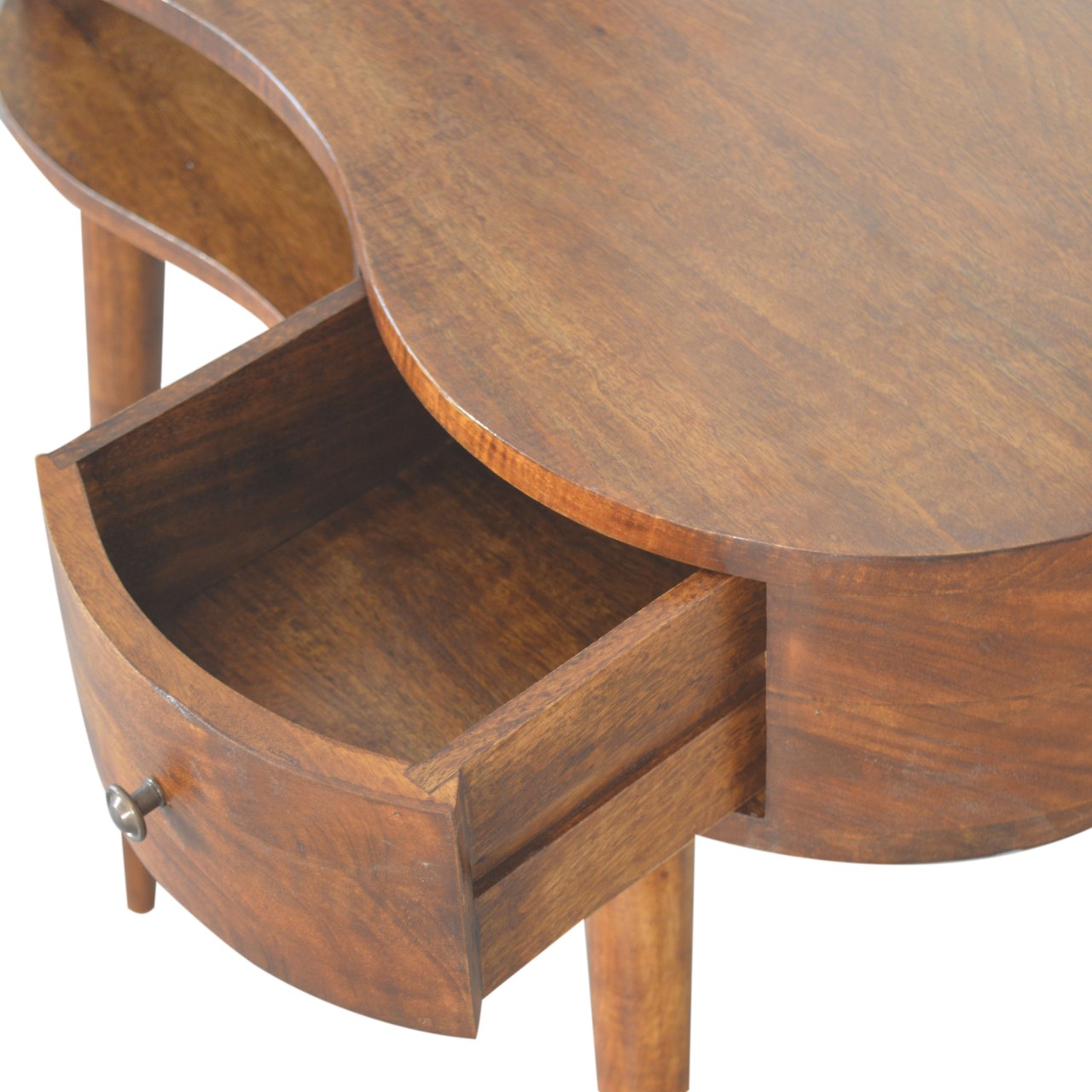 Solid Mango Wood Chestnut Finished 1 Drawer Rounded Writing Desk - Image 6