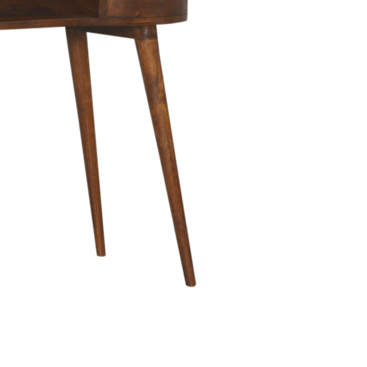 Solid Mango Wood Chestnut Finished 1 Drawer Rounded Writing Desk - Image 7