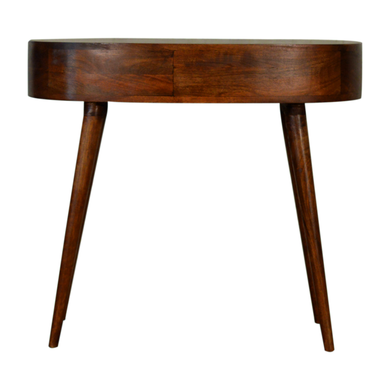 Solid Mango Wood Chestnut Finished 1 Drawer Rounded Writing Desk - Image 9