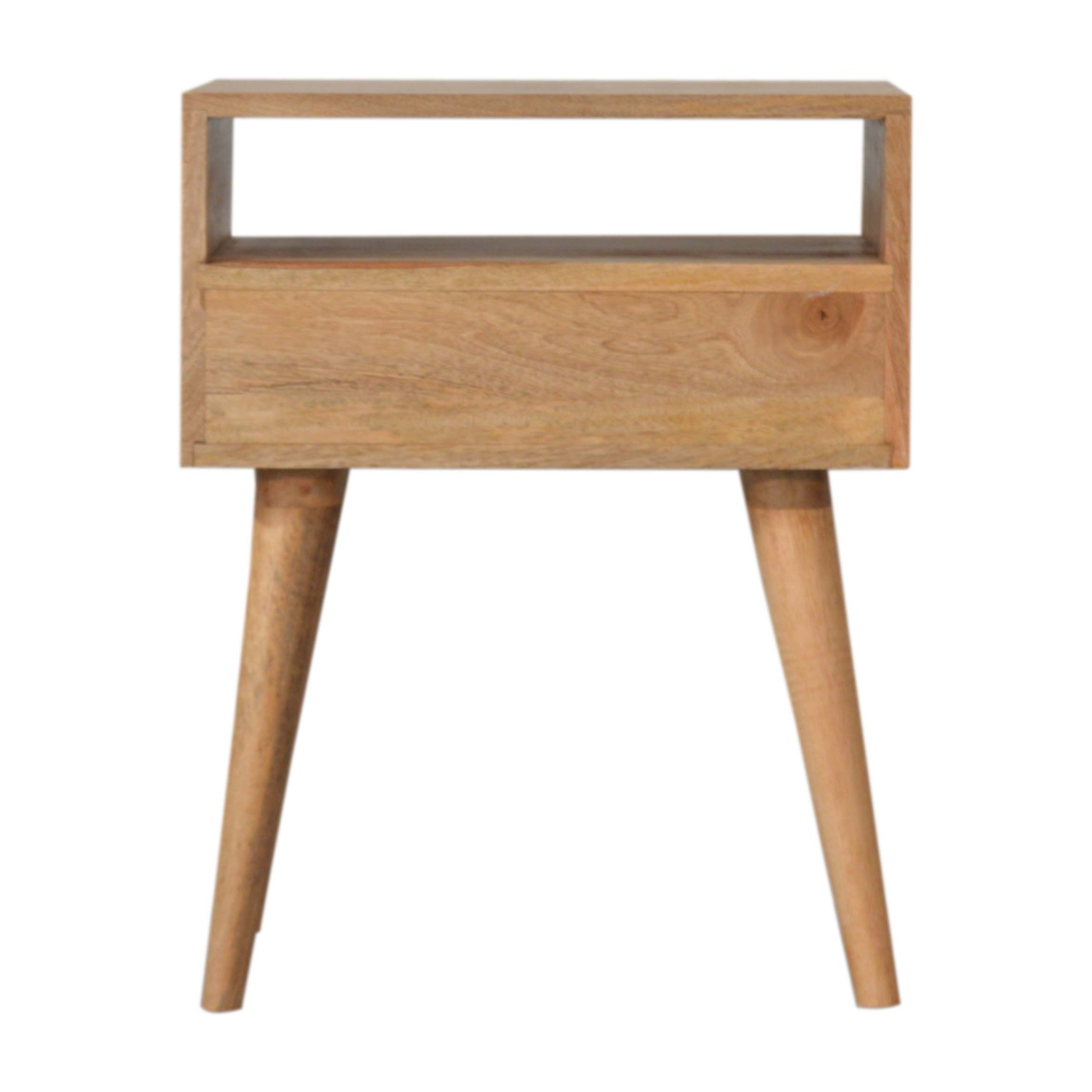 Solid Mango Wood Oak Finished 1 Drawer 1 Slot Sarina Bedside - Image 9