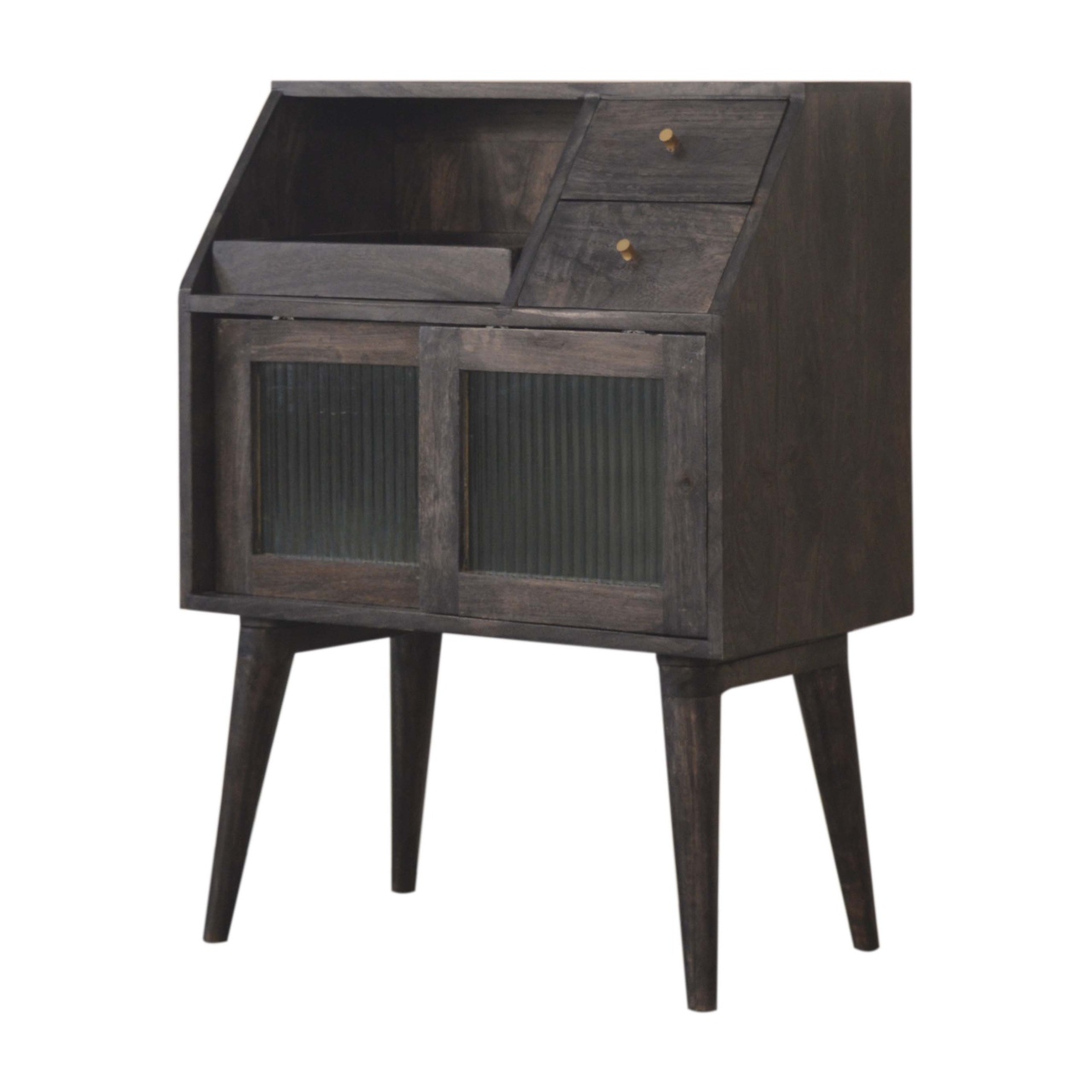 Solid Mango Wood California Walnut 2 Drawer 2 Door Havana Mini Cabinet - Image 3