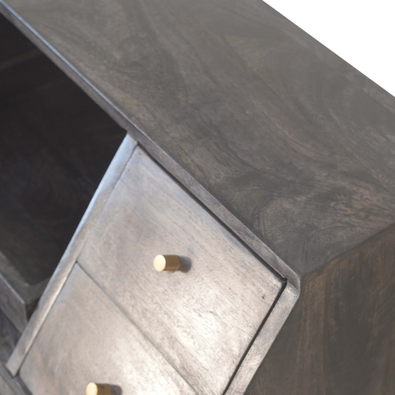 Solid Mango Wood California Walnut 2 Drawer 2 Door Havana Mini Cabinet - Image 4